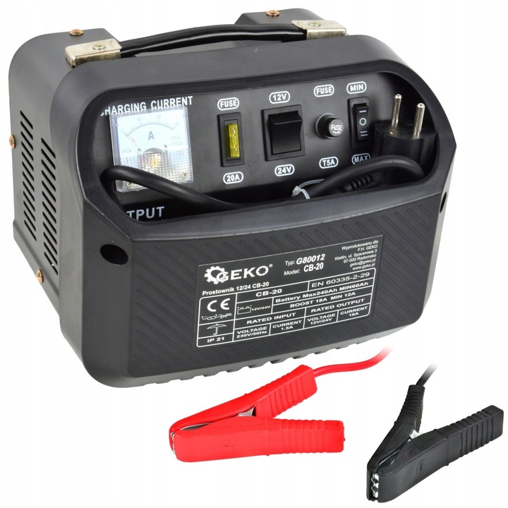 Geko CB-20 autó akkumulátortöltő 12/24V 16A 60-240Ah