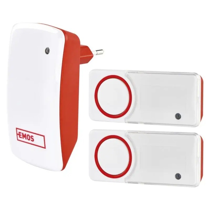 Emos P5750.2T vezeték nélküli csengő szett 2 gombbal, piros, 110dB, 150m