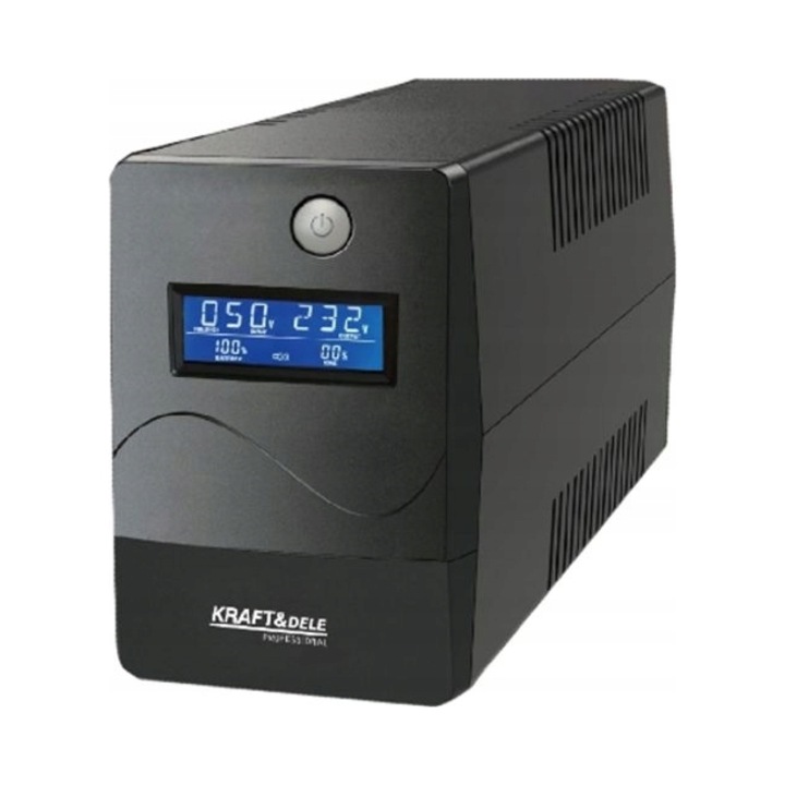 Sursa de alimentare UPS Kraft&Dele KD1928 1000VA 600W, baterie 9Ah, ecran LCD, negru