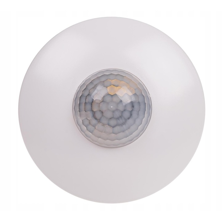 Senzor de miscare / detector PIR F&F DR-06W, montaj aparent pe plafon, detectie 360°, putere maxima 1500W, 230V 4A, alb