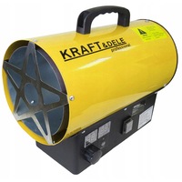 Aeroterma/incalzitor pe gaz Kraft&Dele KD11700, 25 kW, cu termostat digital si reductor presiune, pentru propan-butan (LPG), galben