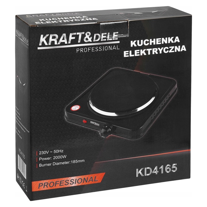 Kraft&Dele elektromos főzőlap 2000W fekete 18.5cm
