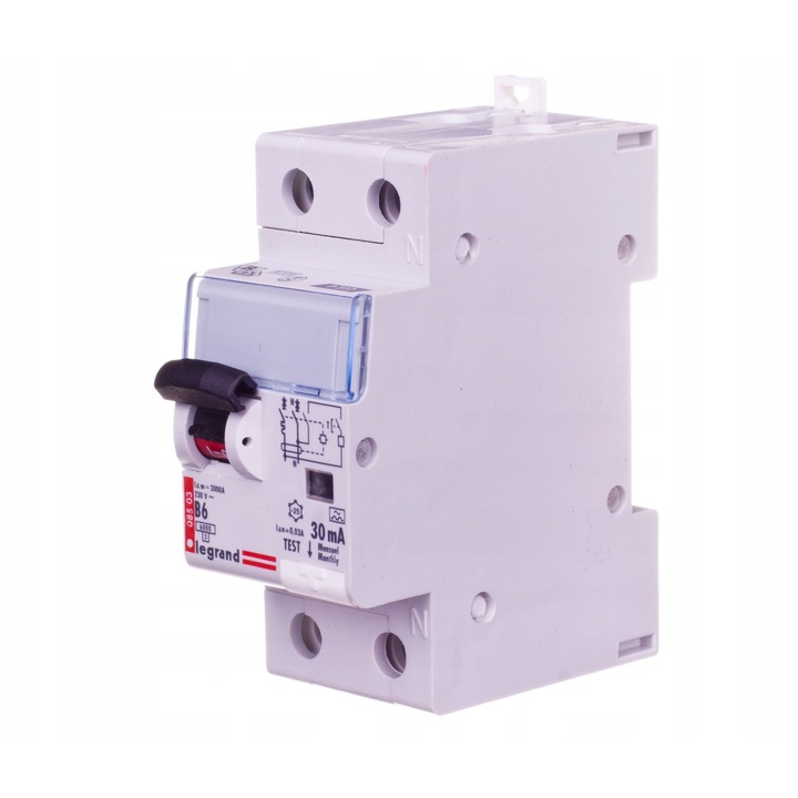 Intrerupator diferential Legrand P310 DX3 2P 6A 0.03A gri 44mm