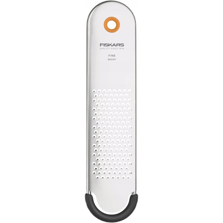 Fiskars Finom reszelő, rozsdamentes acélból, apró lyukakkal sajthoz és zöldségekhez, ergonomikus, ezüst, 1 db