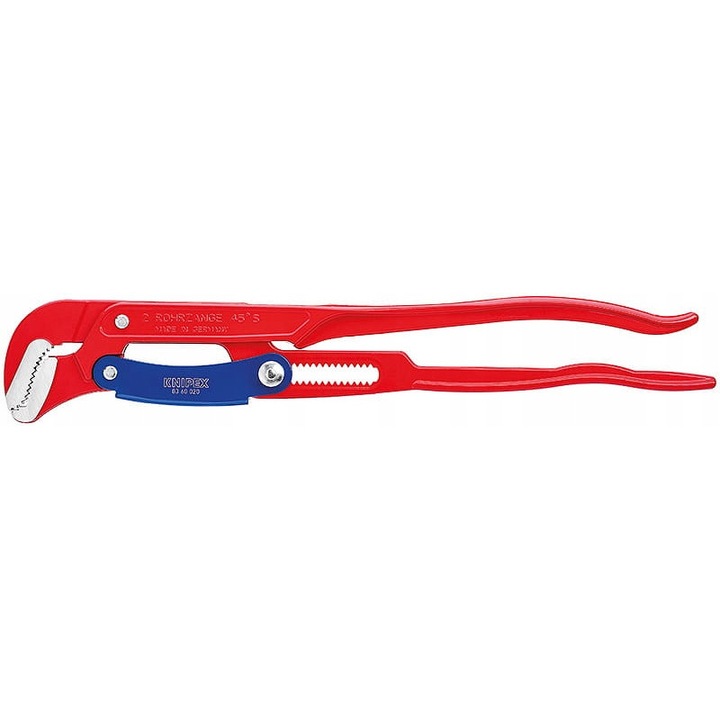 Cheie pentru tevi / cleste Knipex 83 60 020, cu buton de reglare rapida, auto-inchidere si dinti caliti, 560 mm, rosu, 1 buc.