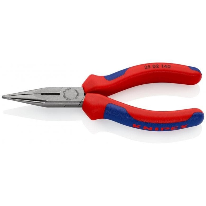 Knipex 25 02 140 félkerek vágófogó, precíziós fogó, polírozott fej, induktívan edzett vágóélek 61 HRC, piros/kék, 140 mm, 1 db