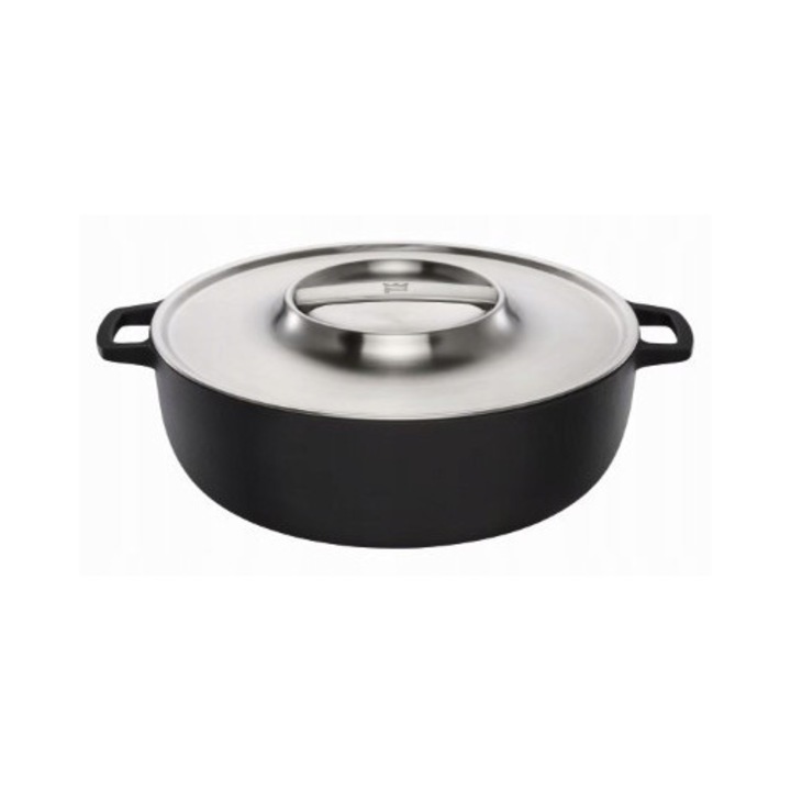 Fiskars Norden öntöttvas serpenyő, rozsdamentes acél fedő, 30.7x2.6cm, fekete