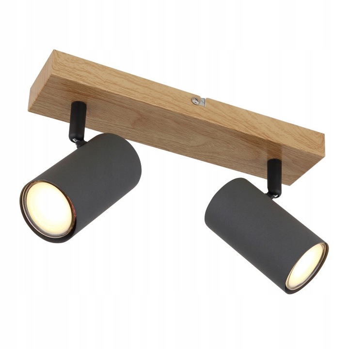 Lampa spot tavan Globo Robby, metal, grafit lemn, 26x6x12cm, 2x35W