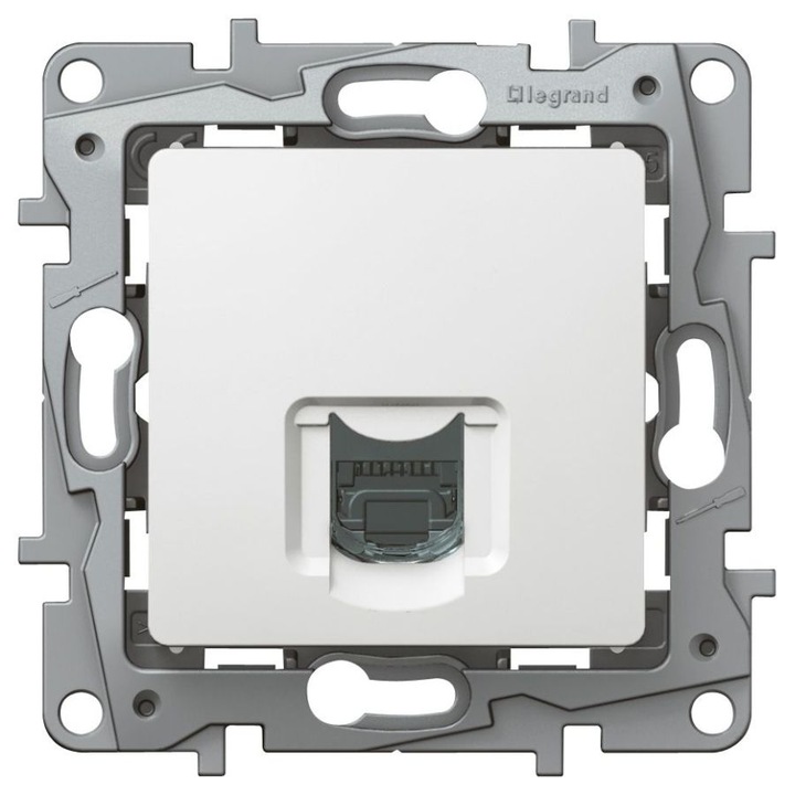 Priza RJ45 Legrand Niloe 664775, Cat.6 ecranata (STP), 1 port, montaj pe suruburi sau cleme, Alb, 1 buc