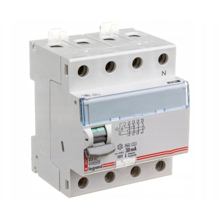 Disjunctor diferential Legrand DX3 4P 25A 0.03A alb 4x44mm