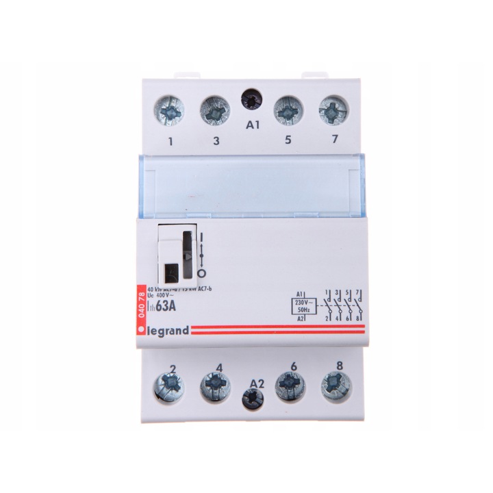 Kontaktor moduláris Legrand SM363 412541, teljesítményrelé, 63A, 4 érintkező, 230V AC tekercs, 3 modul, fehér, 1 db
