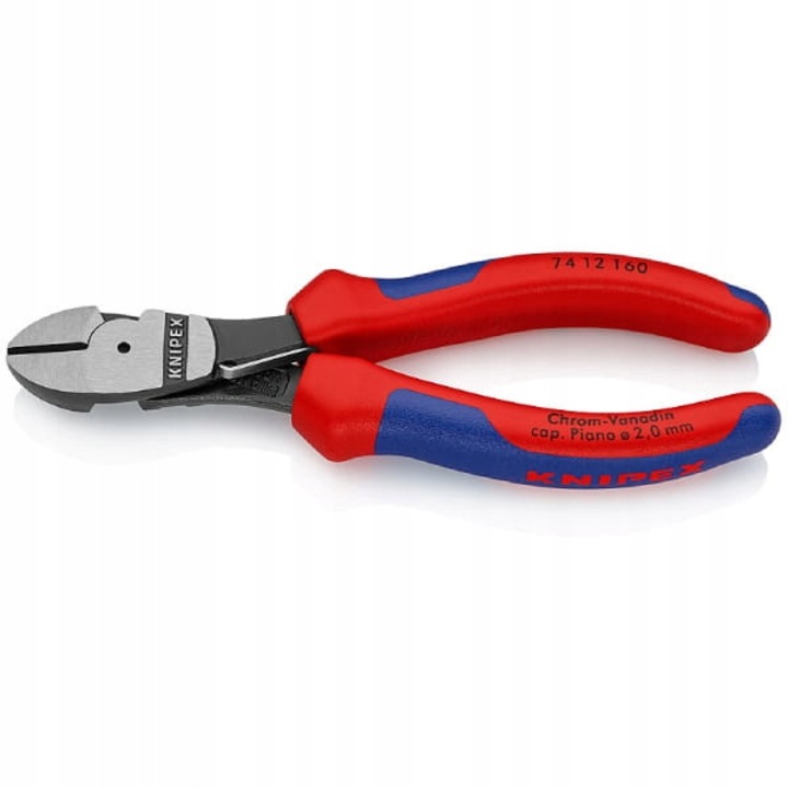 Knipex 7412 oldalcsípőfogó, 160mm, króm-vanádium acél, műanyag nyél