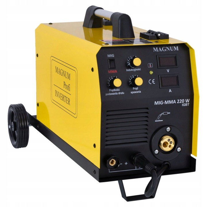Magnum MIG 200W MMA hegesztőgép/migomat, IGBT inverter, MIG/MAG/MMA/FLUX 230V, 180A, sárga/fekete, 1 db