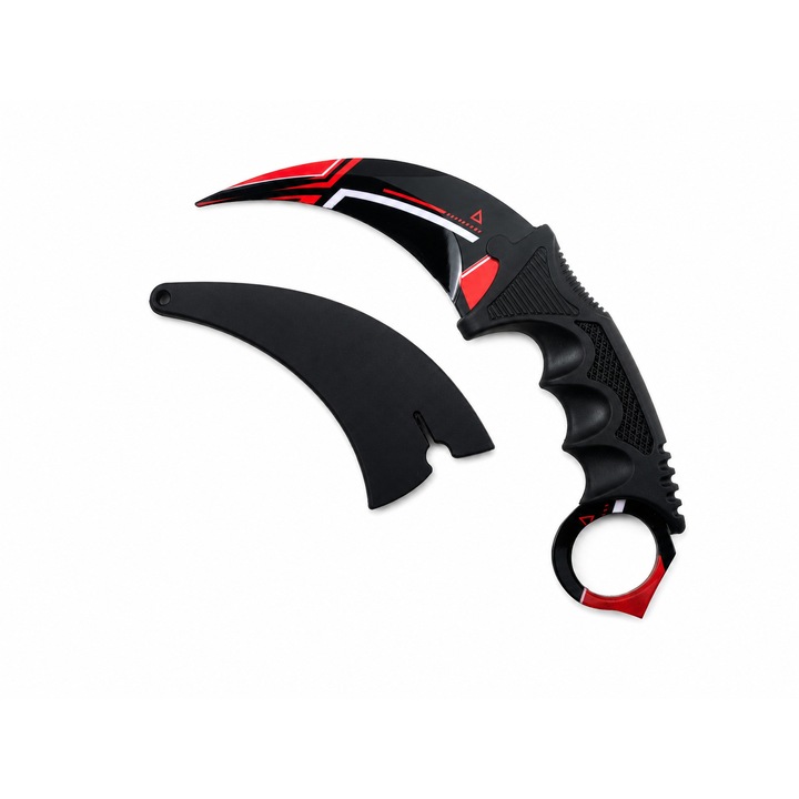 Cutit Karambit de Antrenament Rosu-Negru, Design Modern, Fara Tais, Cu Husa Inclusa, Accesoriu pentru Colectie si Cosplay, Dalimag