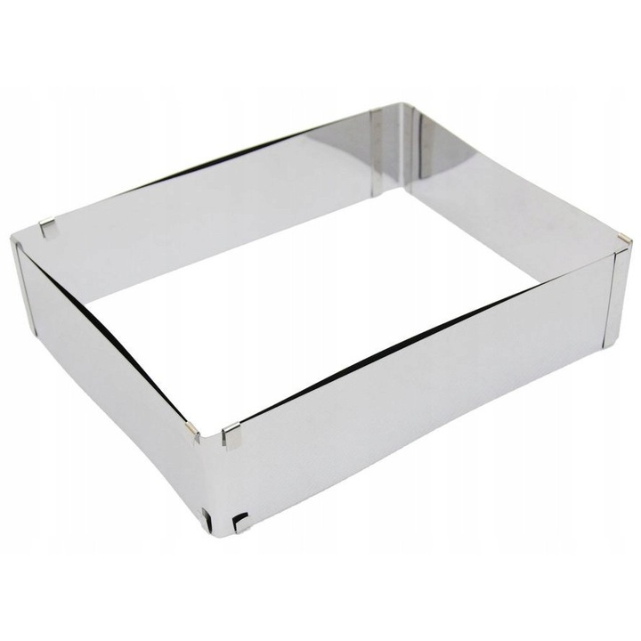 Forma/inel pentru copt reglabil Orion OR-122263, din otel inoxidabil, dimensiuni reglabile 20-38 x 24-46 cm, inaltime 6 cm, argintiu, 1 buc