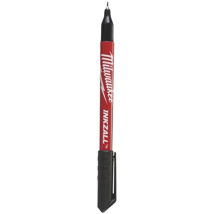 4 darabos készlet, Milwaukee Inkzall 48223164 finom marker, tartós, kenődésálló permanens tinta, 0,6 mm-es hegy, fekete