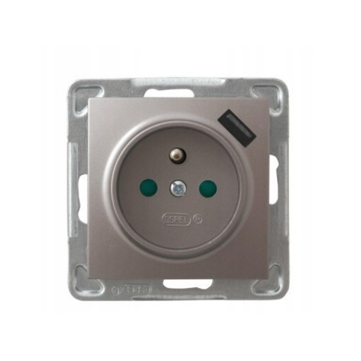 Контакт с USB зарядно Ospel Impresja taitan 73x73x50mm