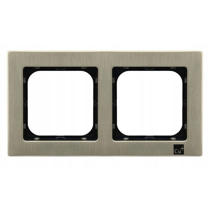Ospel Sonata R-2RM/44 dupla keret, dupla lemez, szálcsiszolt felülettel, műanyag, IP20, szatén ezüst, 155x84x9.7 mm
