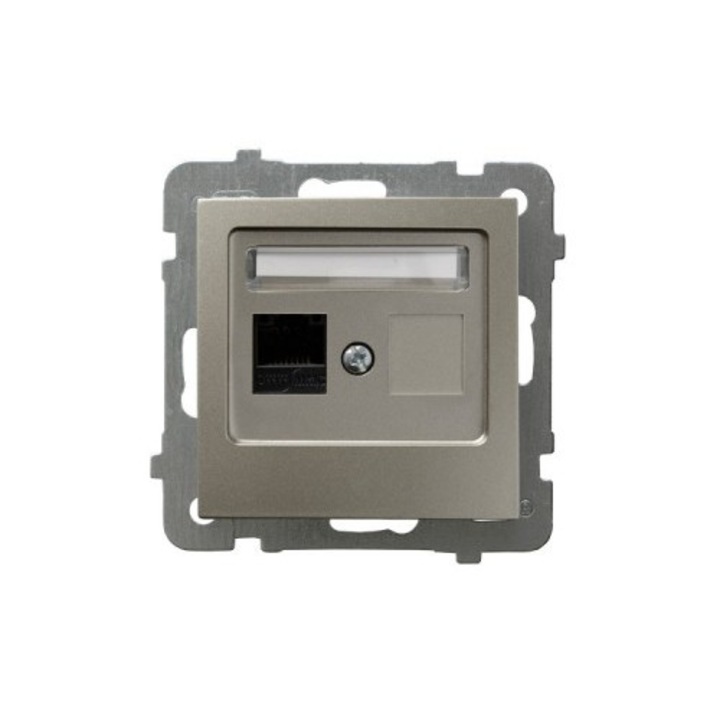 Мрежов контакт RJ45 Ospel AS GPK-1G/K/m/45, cat.5e, за вграждане, сатен, 1 бр