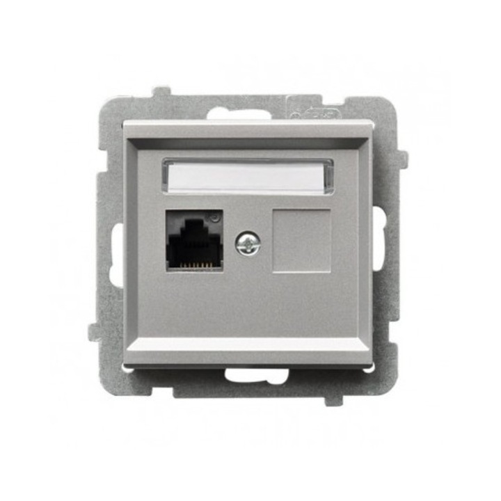 Компютърен контакт RJ45 5e Ospel Sonata матово сребро