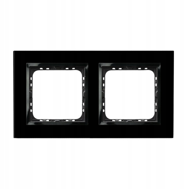 Ospel Impresja R-2YGC/32/25 dupla keret, 4 mm üveg, süllyesztett szereléshez, fényes felület, fekete, 2 állású