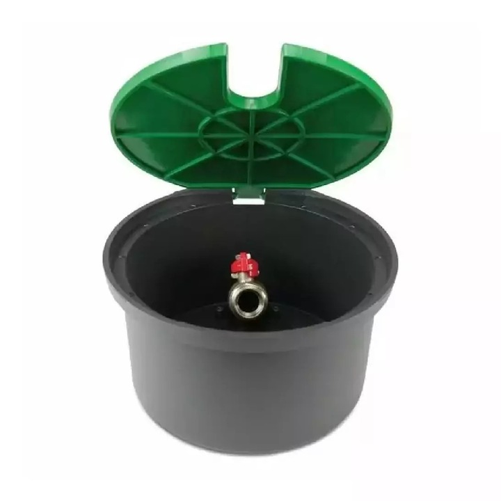 Camin de preluare apa Rain-Bird VBA17186, cutie rotunda cu robinet sferic 3/4, negru/verde, 1 buc