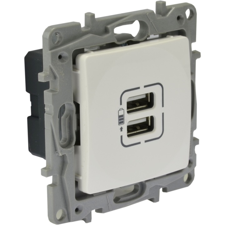 Контакт за зареждане Legrand Niloe 2 USB порта бял 7.6x7.6x4.2см