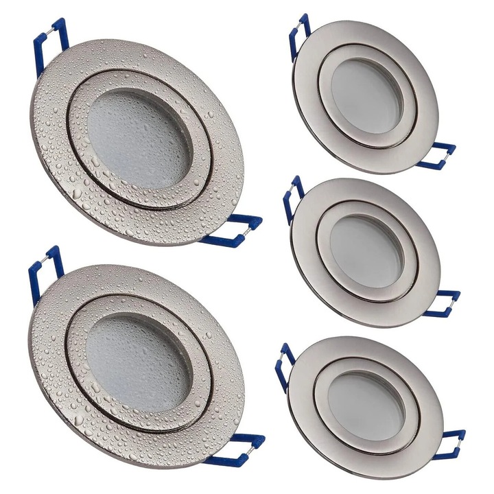 Lume LumeFixx 5xLED incastrat Spot rotund 5W Argintiu 4000K plat 230V -IP44, Diametrul gaurii 60mm Spot tavanul baii Spot incastrat pentru baie [Clasa energetica A+]