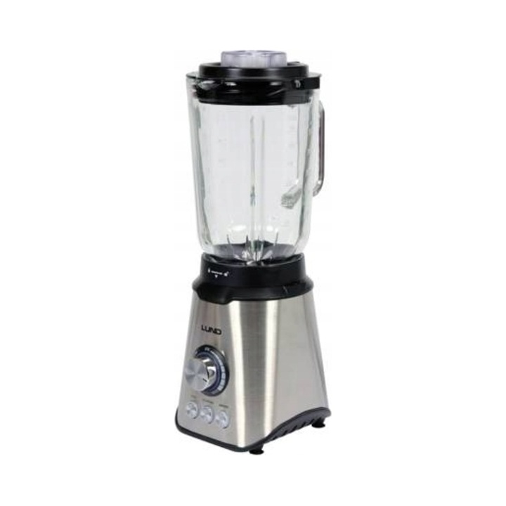 Lund 67707 turmixgép, 3 az 1-ben, 1200 W-os motor (1420 W csúcs), 1,7 l üvegkehely (1,5 l hasznos), 500 ml-es 304 rozsdamentes acél daráló, ezüst/szürke, 1 db