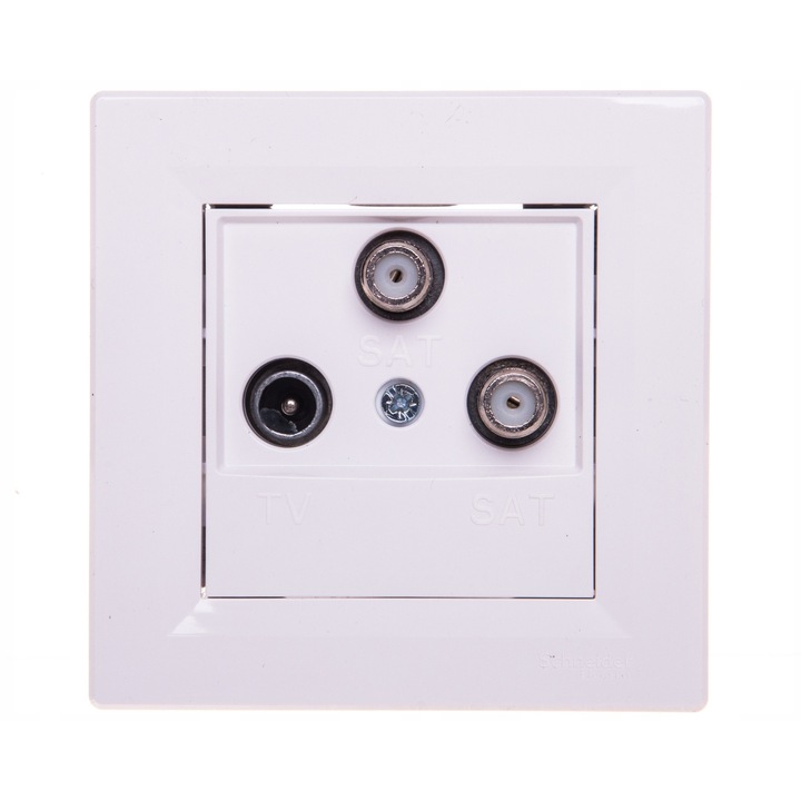 Priza TV-SAT-SAT Schneider Asfora alb 8.3x8.3x4.2cm