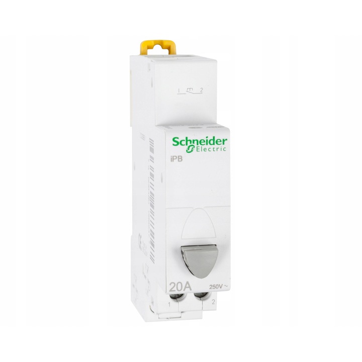 Schneider Electric Acti9 A9E18032 moduláris nyomógomb, impulzusos, automatikus visszatéréssel, 20A, 1 NO érintkező, szürke, 2 modul