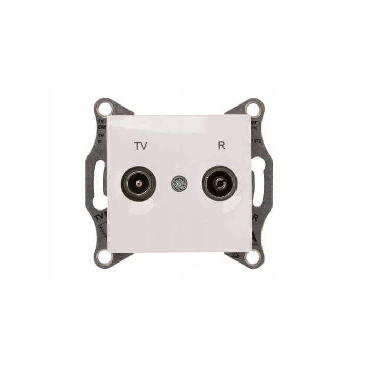 Priza antena R/TV Schneider Electric Sedna, soclu coaxial, terminala etichetata TV/R, finisaj lucios, montaj incastrat, alb
