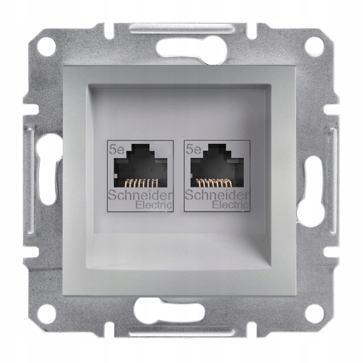 Priza dubla RJ45 Schneider Electric Asfora, 5E, aluminiu