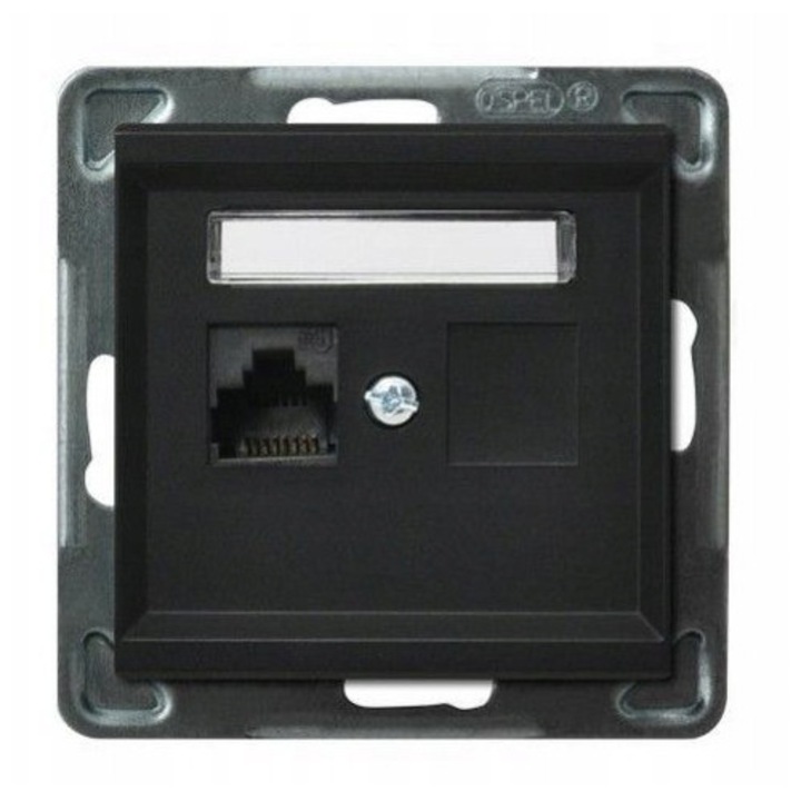 Priza computer RJ45 Ospel Sonata negru metalic 5ex1