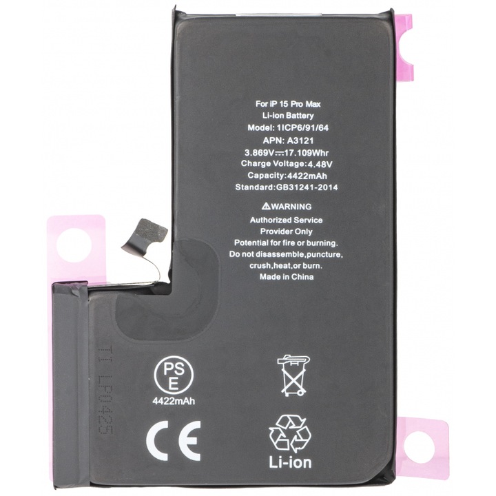 Acumulator compatibil cu Apple iPhone 15 Pro Max, Li-ion, 4422 mAh, cu adeziv baterie