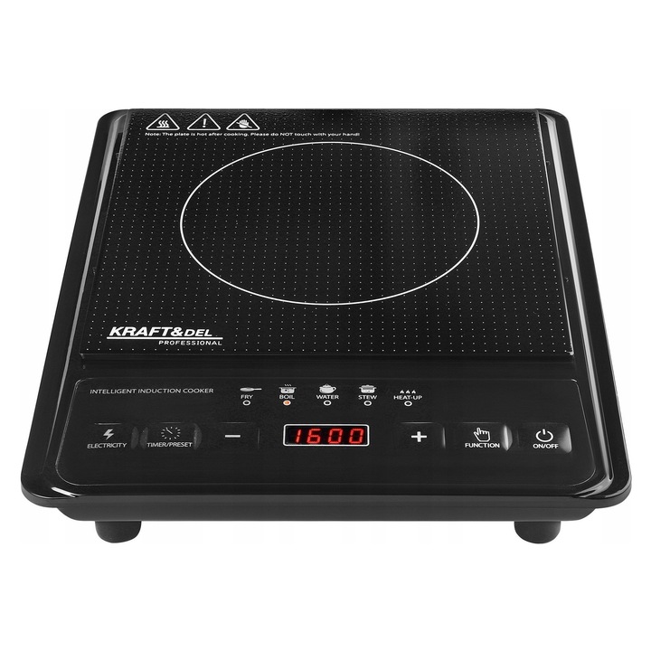 Plita electrica Kraft&Dele 2000W timer negru compact