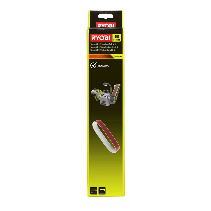 Polizor cu banda Ryobi 370W, 100x686mm, 150x20mm, set 5 bucati