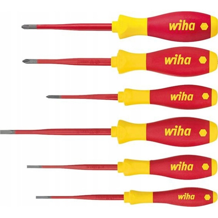 Комплект от 6 отвертки Wiha slim, изолирани, многоцветни, 237x44x355mm
