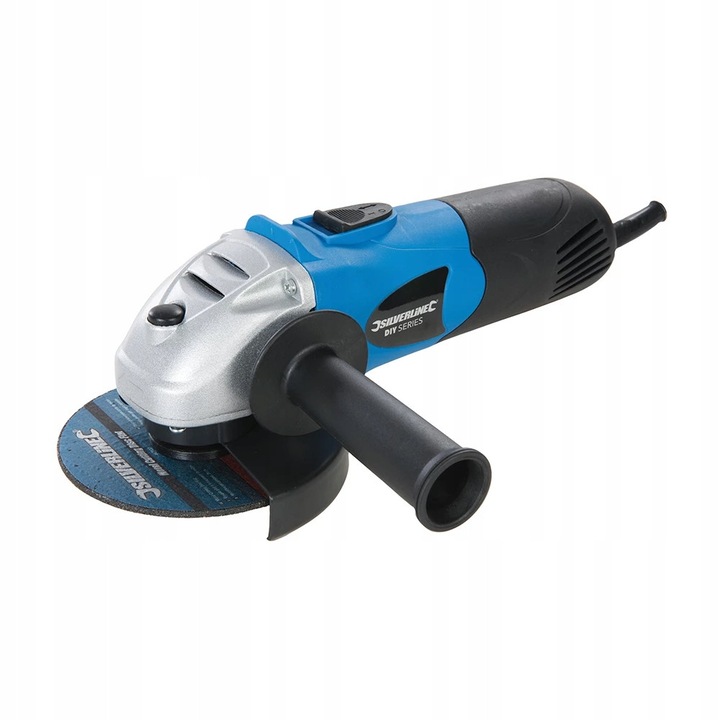 Ъглошлайф Silverline, ъглошлайф DIY Series 115 мм, 650 W, компактен, регулируем предпазител и странична дръжка с 2 позиции, 11 000 об/мин, Син/Черен, 1 бр