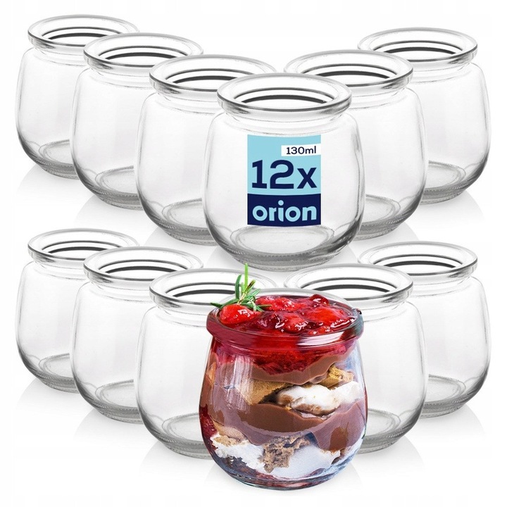 Комплект 12 стъклени буркана Orion 130мл прозрачни 6,5x6,5см