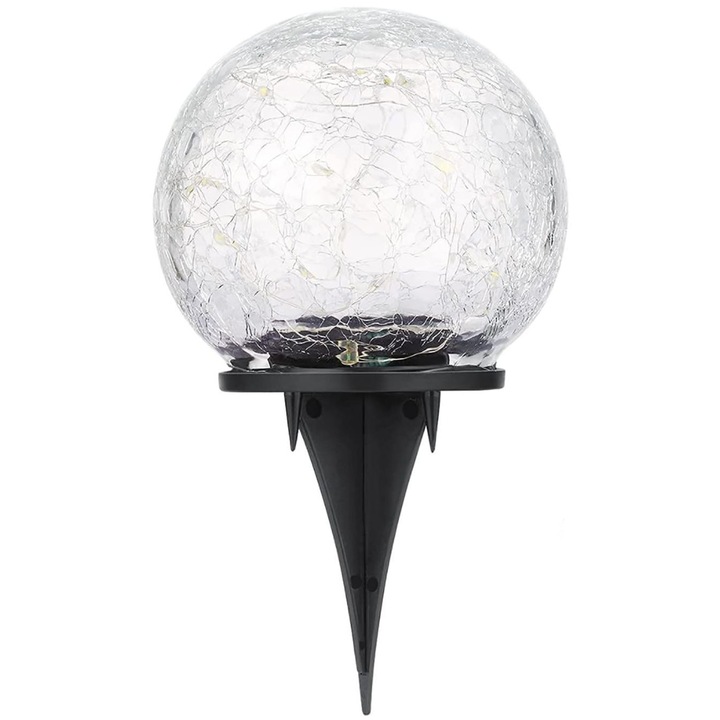 2 darabos készlet, Strend Pro Garden napelemes LED gömb alakú lámpa, fényérzékelővel, átlátszó, 10x19 cm