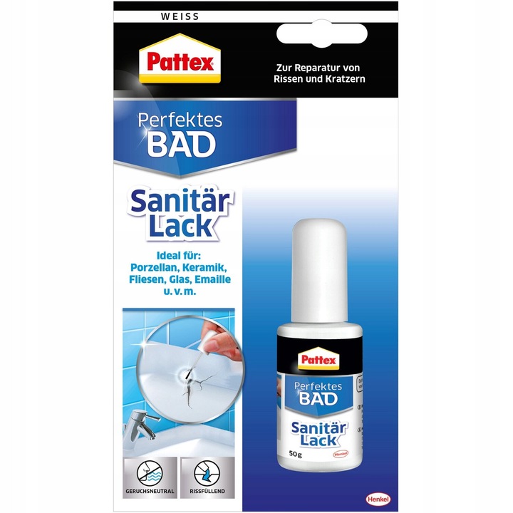 Pattex Perfect szaniter lakk/festék, repedések és karcolások kitöltésére, gyorsan száradó és vízálló, fehér, 50 g