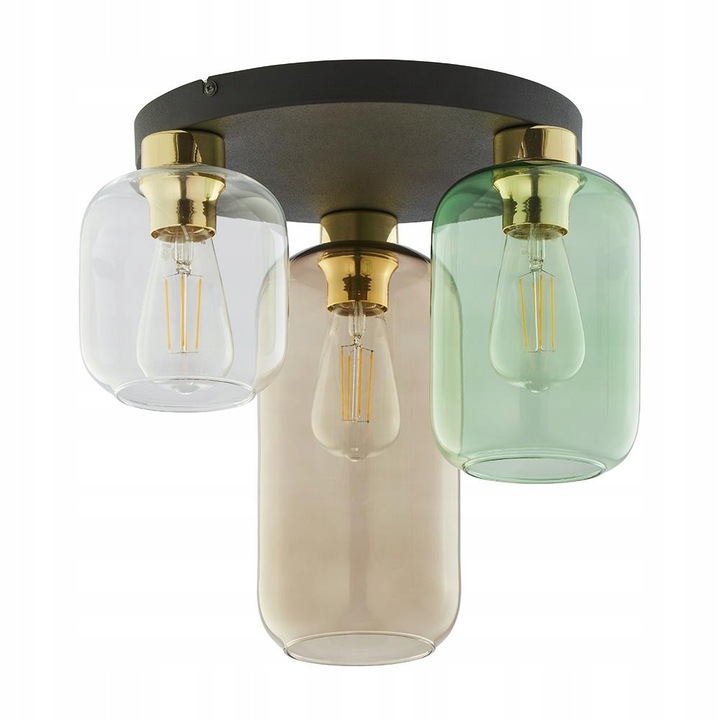 Плафон TK Lighting MARCO 3 крушки черно злато 44x33x44см