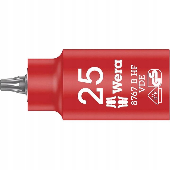 Бит вложка Torx/накрайник Wera Zyklop 8767 B, VDE изолиран за 1000 V, захват 3/8 инча, червен, 1 бр.