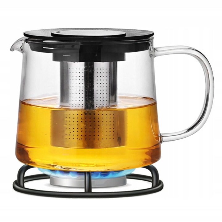 Kamille 0776L infúziós teáskanna, hőálló üvegből, rozsdamentes acél szűrővel, átlátszó, 1,5L