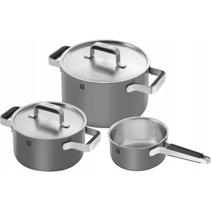 Set 3 oale Zwilling Pure, inox, strat ceramic gri, 16x20x24cm
