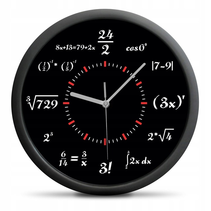 Froster Matematika falióra, órák matematikai feladatok formájában, csendes, folyamatos mozgású mechanizmus, gumírozott tok, fekete, 1 db