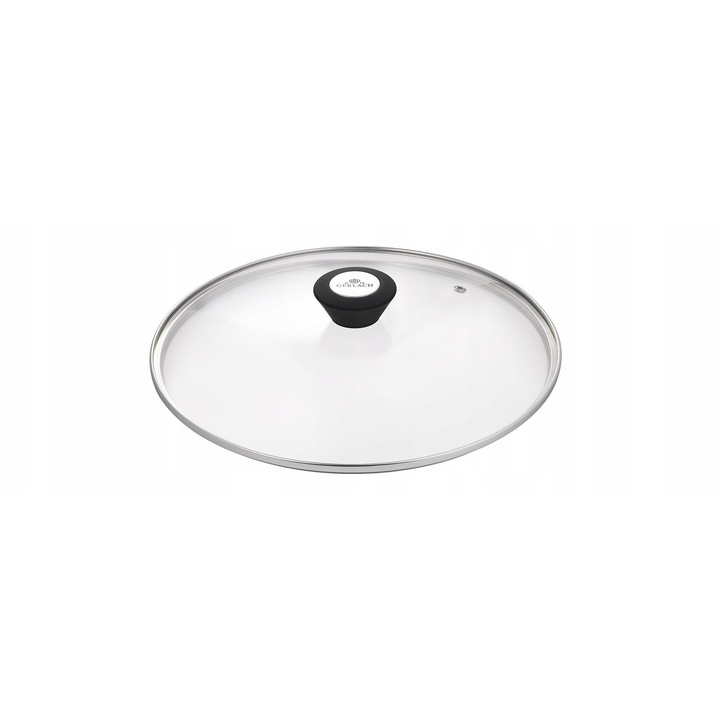 Gerlach Harmony üvegfedő, univerzális, hőálló edzett üvegből, gőznyílással, hőálló soft touch szilikon fogantyúval, átlátszó-fekete, 28 cm