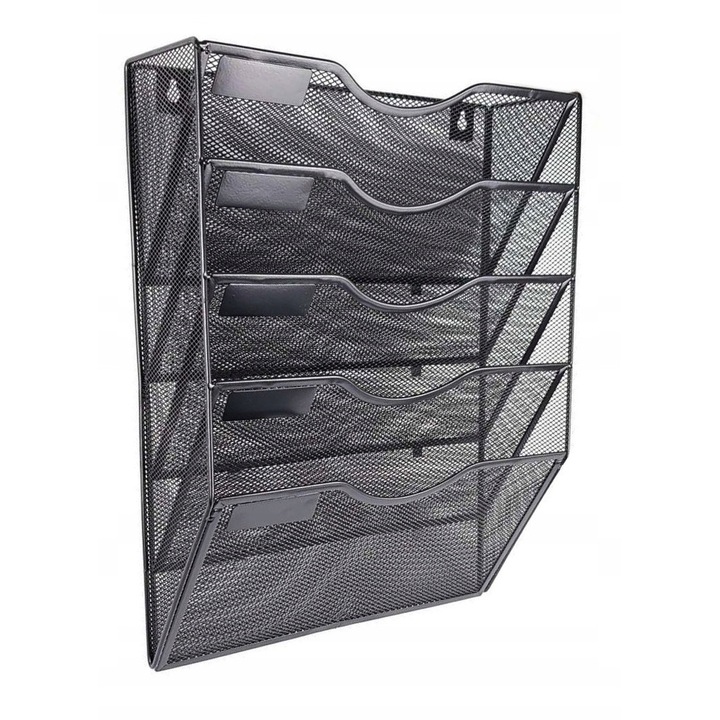 Fém dokumentumrendező Hexagon A4 5 rekeszes fekete 32.5x42.2x10.4cm