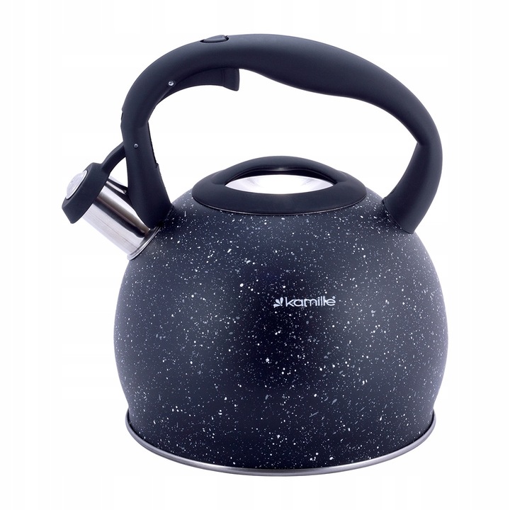 Ceainic Kamille 3L inox marmorat cu fluier negru